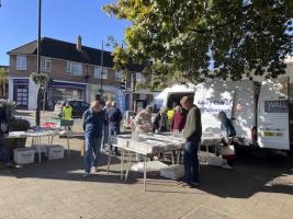 Saturday Morning Book Selling in Place Villerest, Storrington